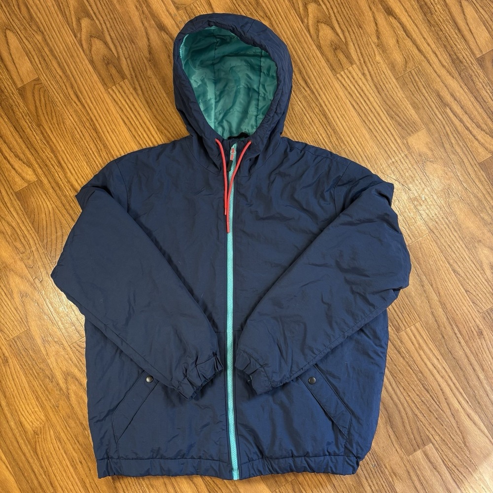 H&M L.O.G.G. Hooded Puffer Jacket Mens XL  Navy Teal Y2K Gorpcore Full Zip